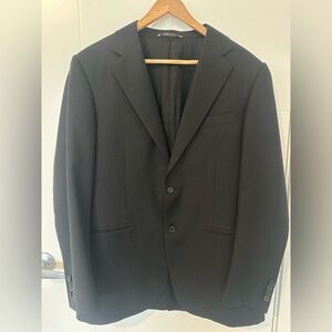 Canali Black Pinstripe Wool Blazer 50R Italian Luxury Suit Jacket